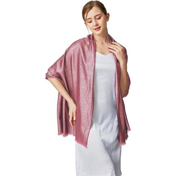 Sparkling Metallic Shawl Wraps Scarf Red - Picture 3 of 6